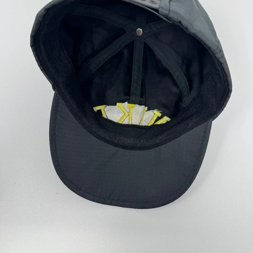 Nike‎ Vintage Ripstop Snapback Hat Black Yellow Embroidered Spellout Cap